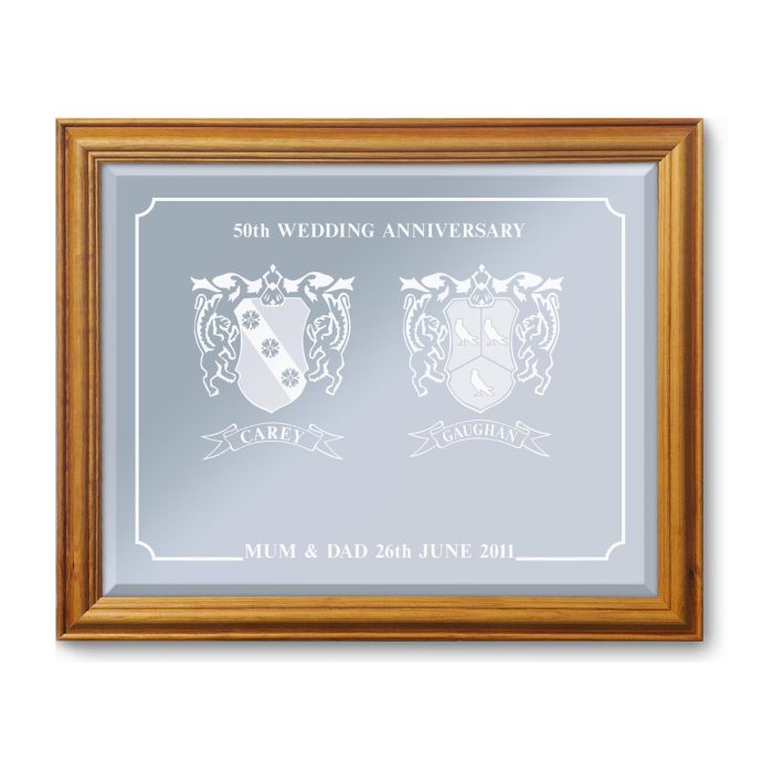 Double Family/County, Coat of Arms on Bevelled or Plain Mirror